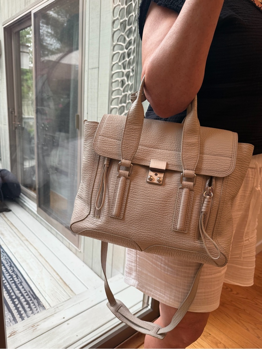 Rare 3.1 Phillip Lim Large Pashli Satchel in Feather Grey Textured Calf Leather